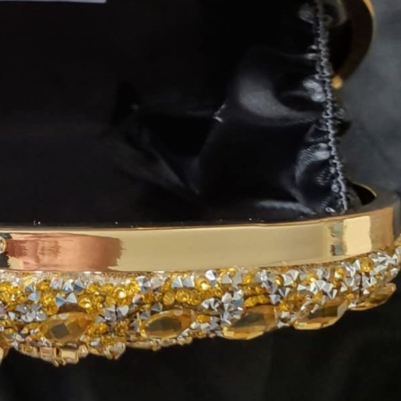 Evening Clutch Wedding Bag Gold Purse Bridal Handbag Party Prom Ladies Fashion - Picture 9 of 9